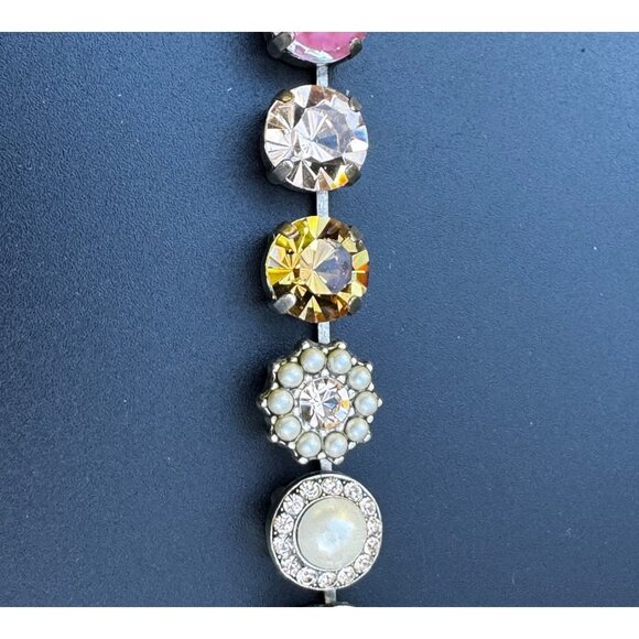 Mariana Pink & Pearl Austrian Crystals Necklace Adj Chain 18-20" Elegant Stateme - Picture 9 of 14